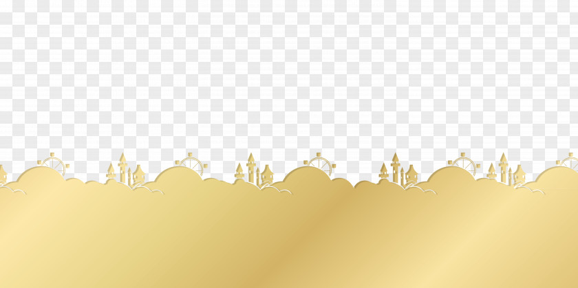 Golden Castle Ferris Wheel Decorative Border Paper Yellow Wallpaper PNG