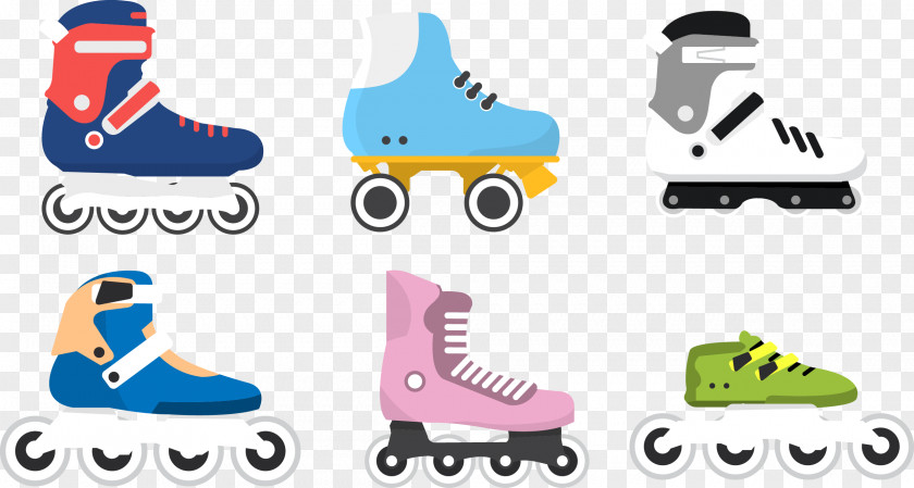 Several Skates Vector Roller Skating Skateboarding PNG