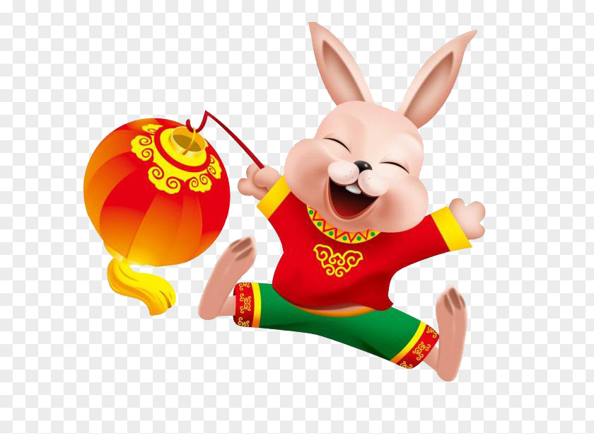 Spring Festival Lanterns And Rabbit Chinese Zodiac Rat Pig Rooster PNG