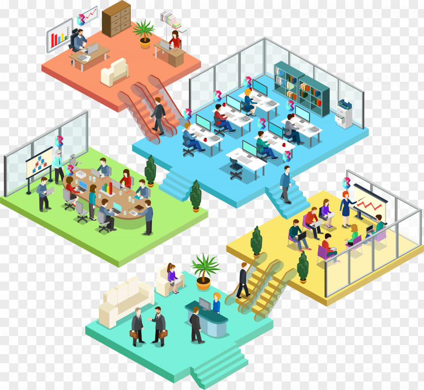 Call Center Isometric Projection Room Management PNG