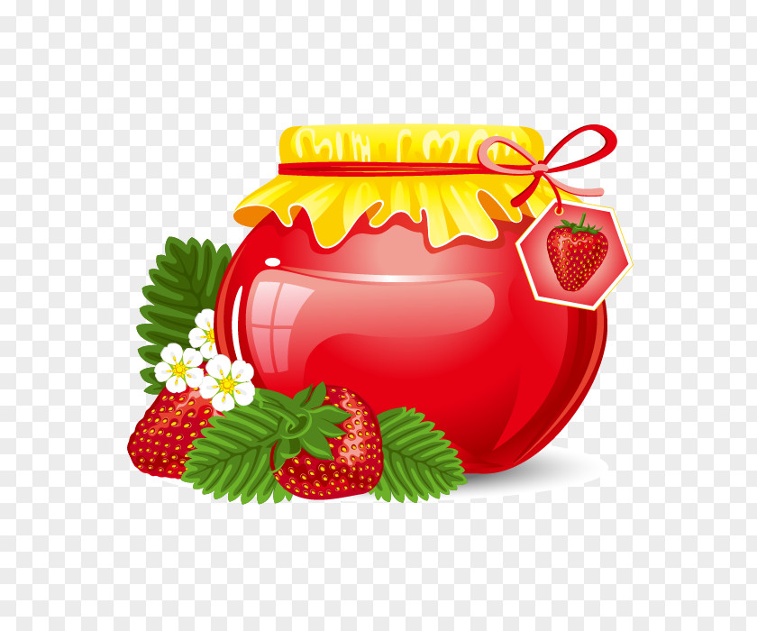 Vector Strawberry Jam Jar Marmalade Fruit Preserves Illustration PNG