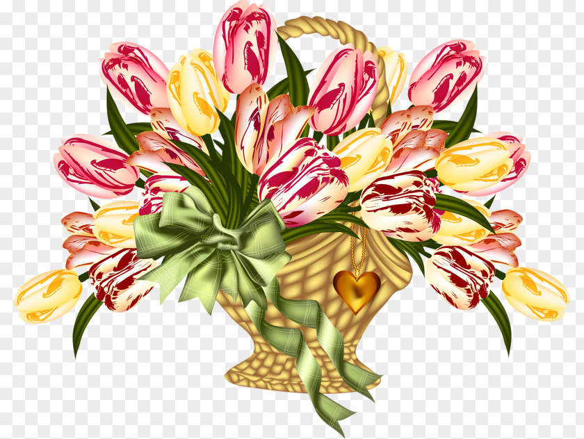 Hand-painted Tulip Easter Bunny Flower Illustration PNG