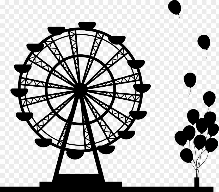 Black Balloon Ferris Wheel Silhouette Drawing PNG