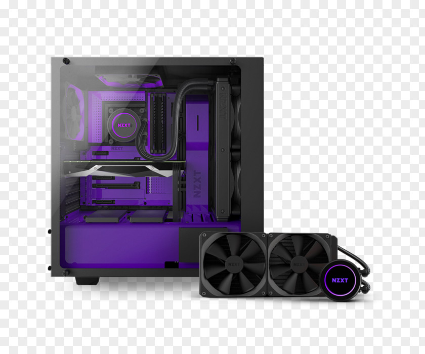 Purple Pc Coolant Computer Cases & Housings NZXT Elite Case S340 Mid Tower ATX PNG