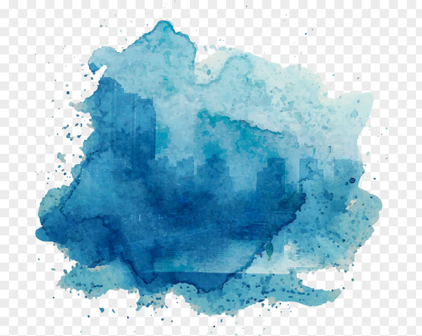 Blue Aqua Turquoise Watercolor Paint Cloud PNG