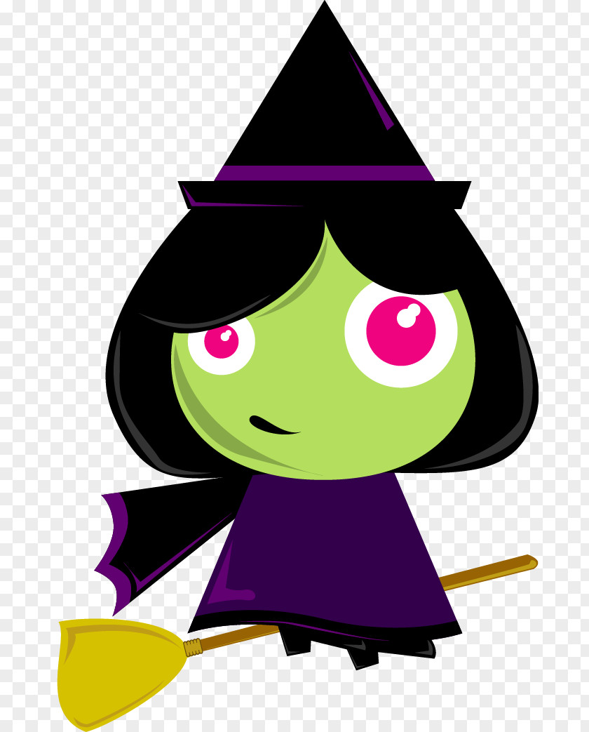 Little Witch Cartoon Vector Queen Witchcraft Clip Art PNG