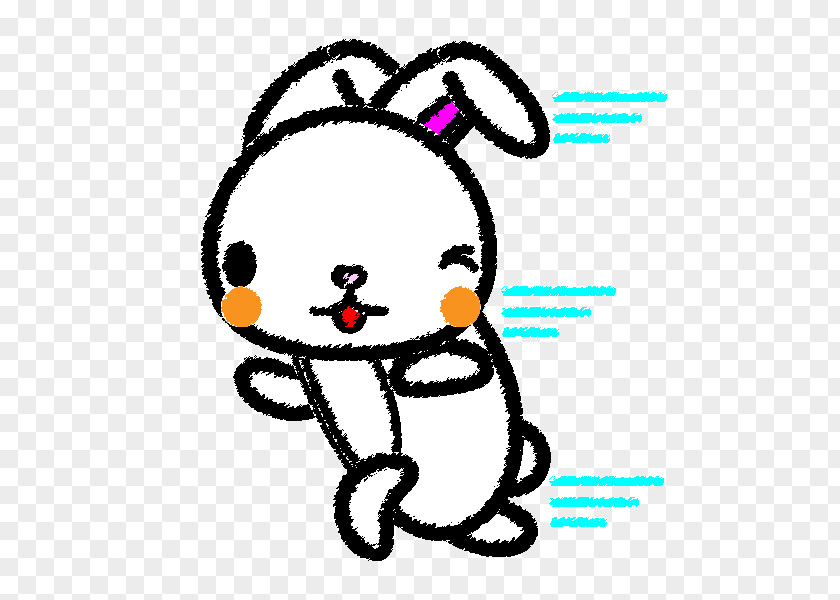Running Rabbit Monochrome Painting Cartoon Clip Art PNG