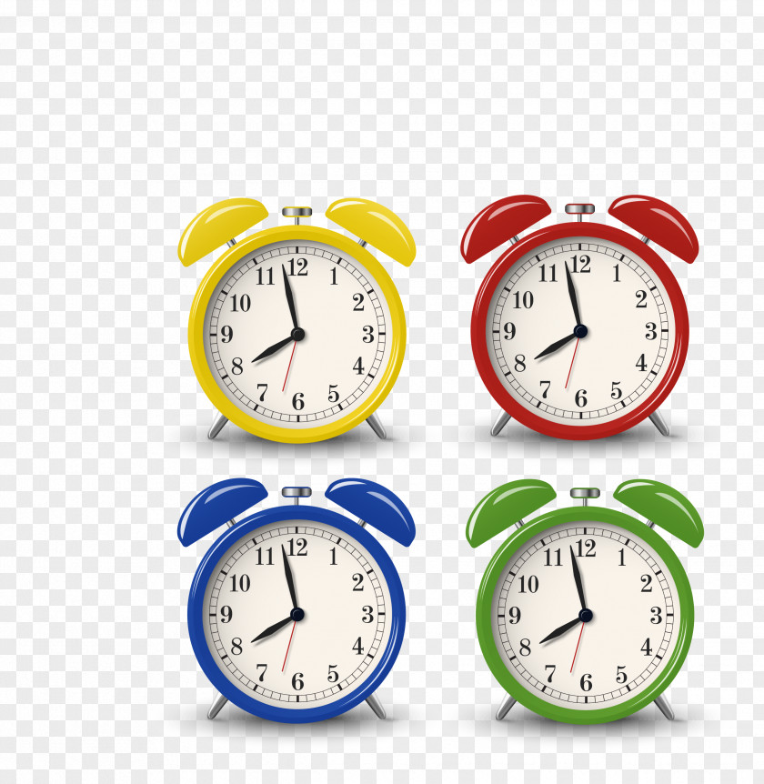 Vector Color Four Small Alarm Clock PNG