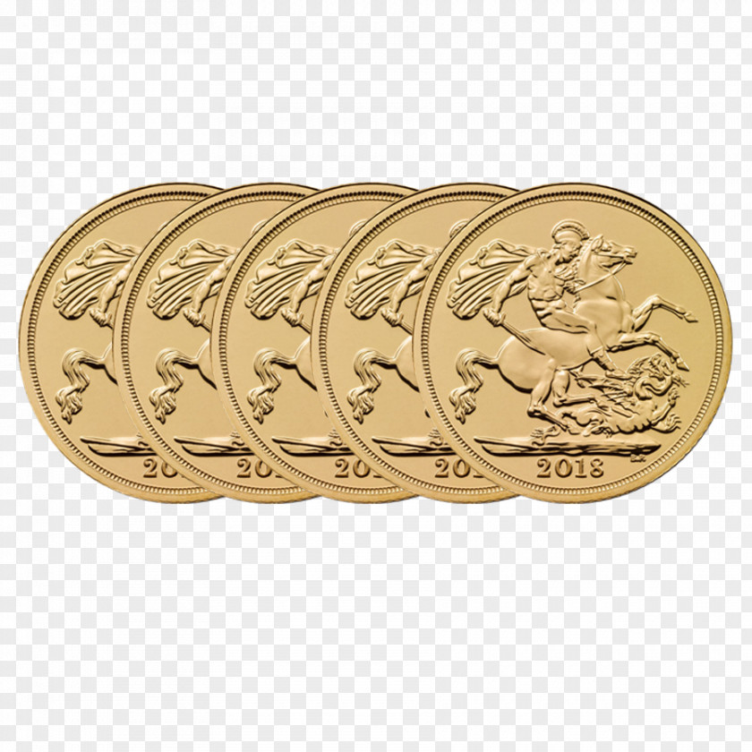 Gold Coins Floating Material Coin Half Sovereign PNG