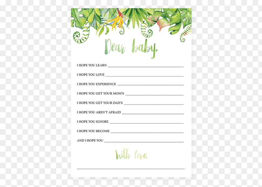 Green Watercolor Leaves Mother Goose Baby Shower Nursery Rhyme Game PNG