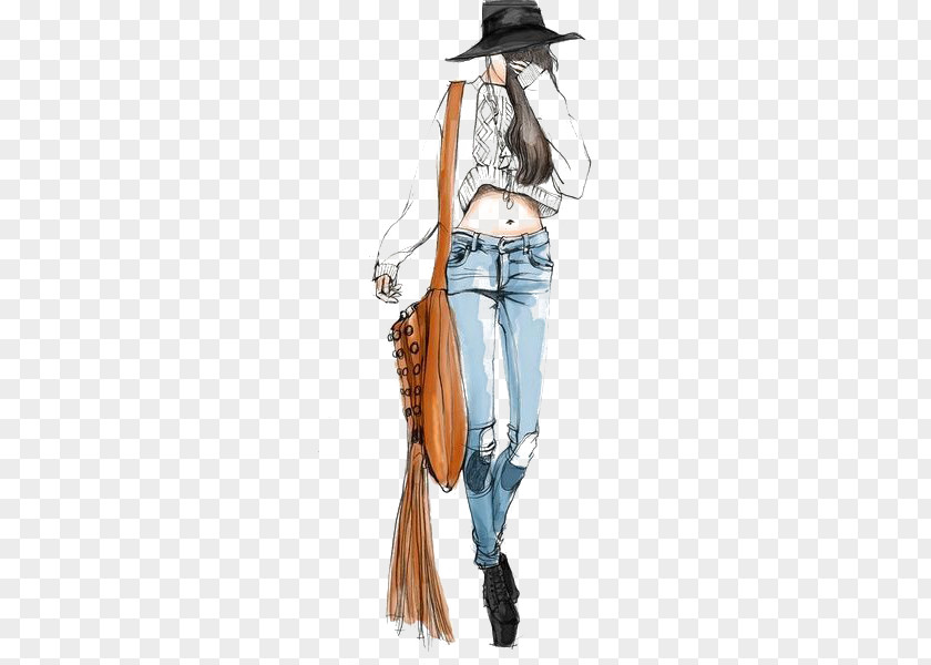 Hand-painted Fashion Girl PNG fashion girl clipart PNG
