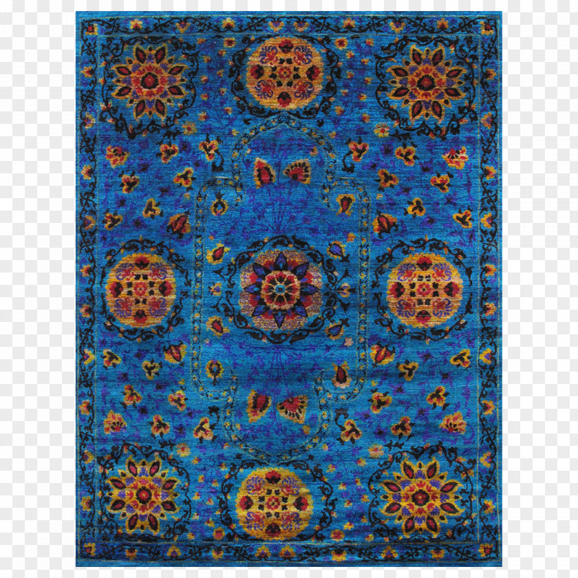 Rug Turquoise Teal Textile Symmetry Pattern PNG