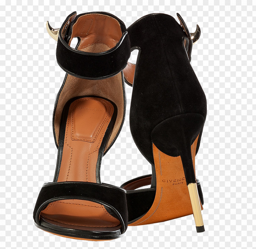 Gold Rimmed Handbag High-heeled Shoe Suede Sandal Leather PNG