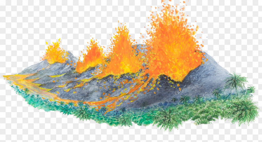 Jungle Volcano Eruption Rock Ejecta Illustration PNG