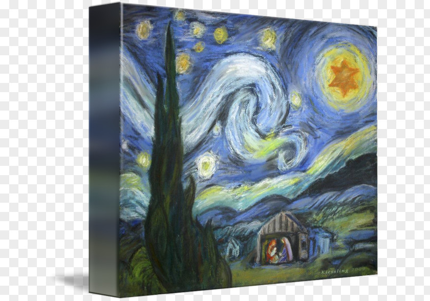 Painting The Starry Night Modern Art Acrylic Paint Image PNG