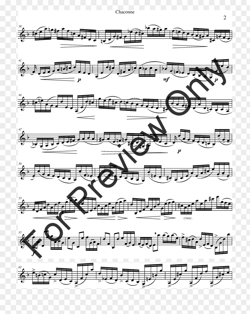 Sheet Music Chaconne Cello Partita For Violin No. 2 PNG for 2, beautiful violin clipart PNG