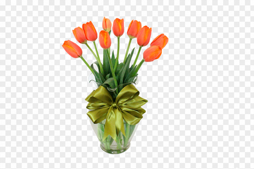 Tulip Floral Design Cut Flowers Vase PNG