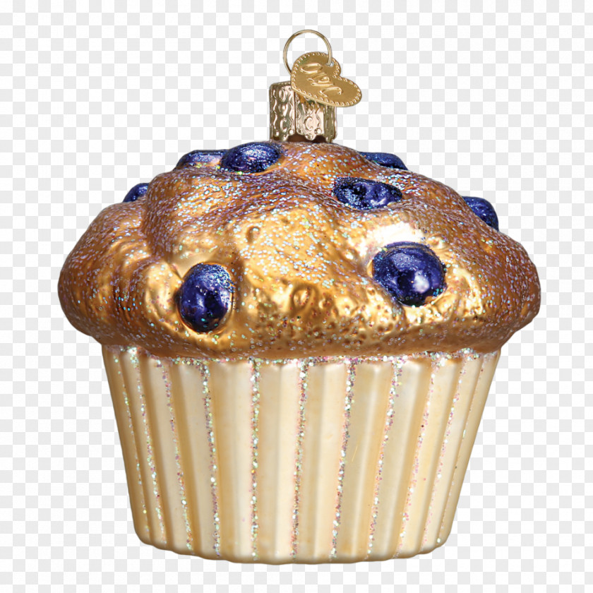 Hand-painted Coffee Cup Muffin Christmas Ornament Santa Claus Blueberry PNG