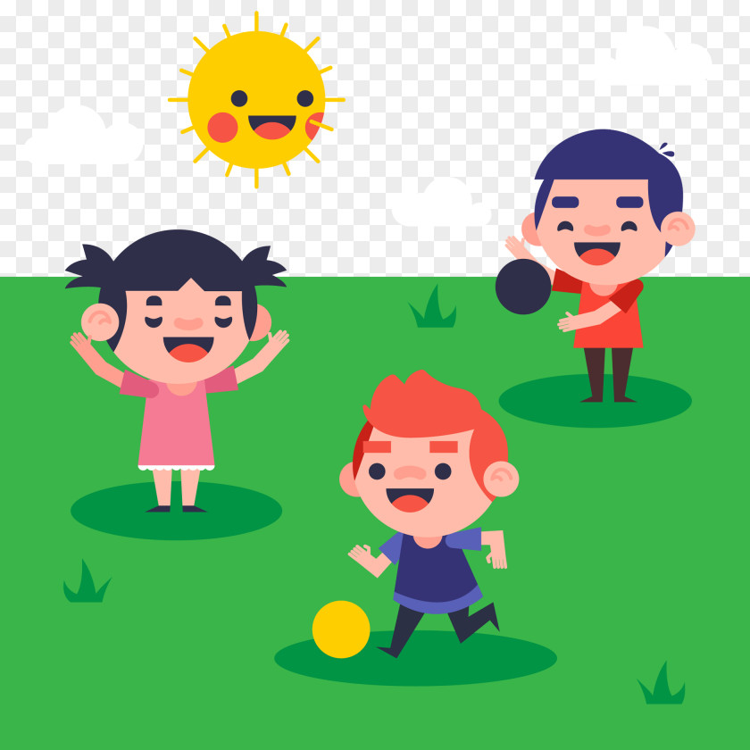 Vector Children Play In The Park Child Poster Illustration PNG