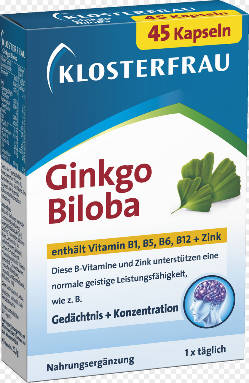 Ginkgo-biloba Dietary Supplement Ginkgo Biloba Klosterfrau Healthcare Group Capsule Extract PNG