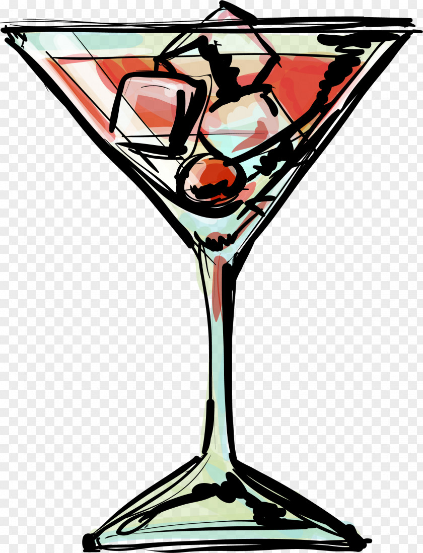Hand Painted Red Alcohol Cocktail Party Cosmopolitan Poster PNG