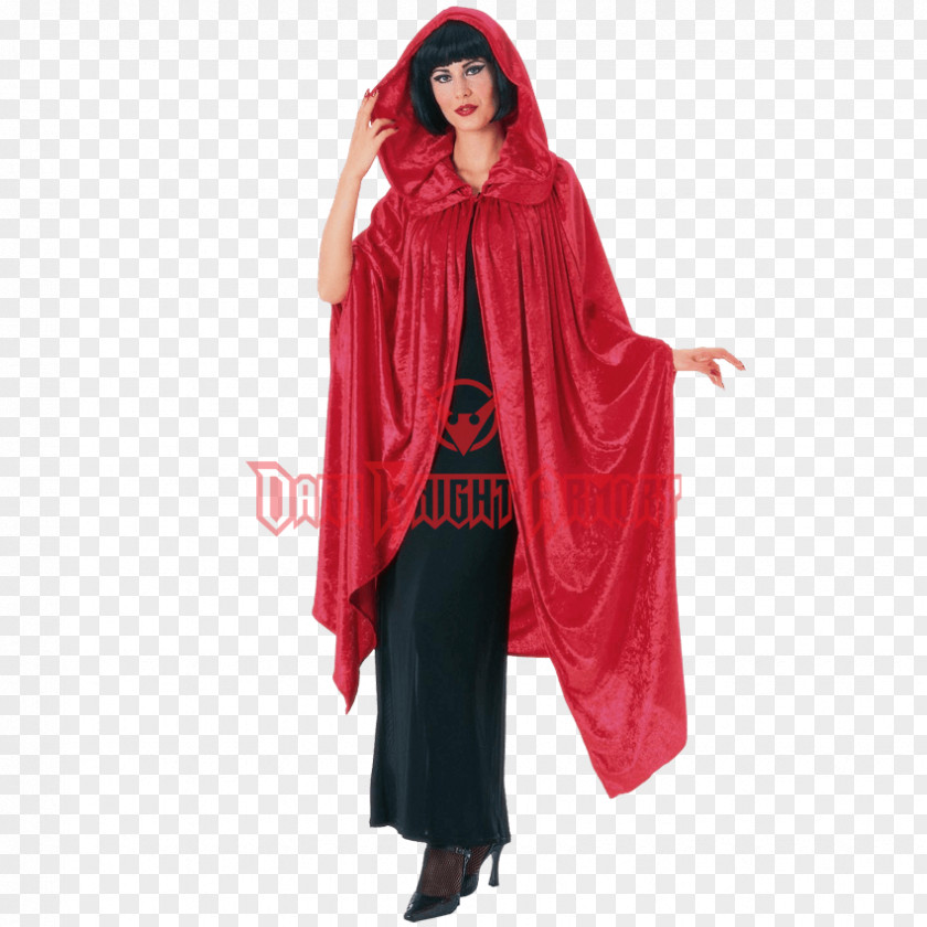 Red Velvet Robe Little Riding Hood Costume Cape PNG