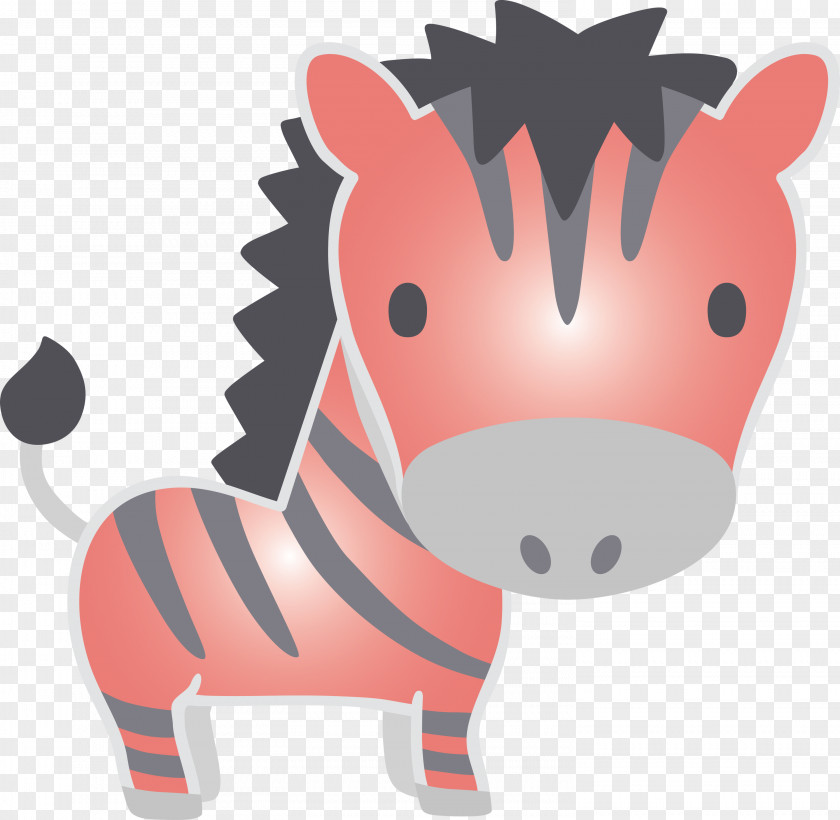 Cartoon Pink Snout Animal Figure Line PNG