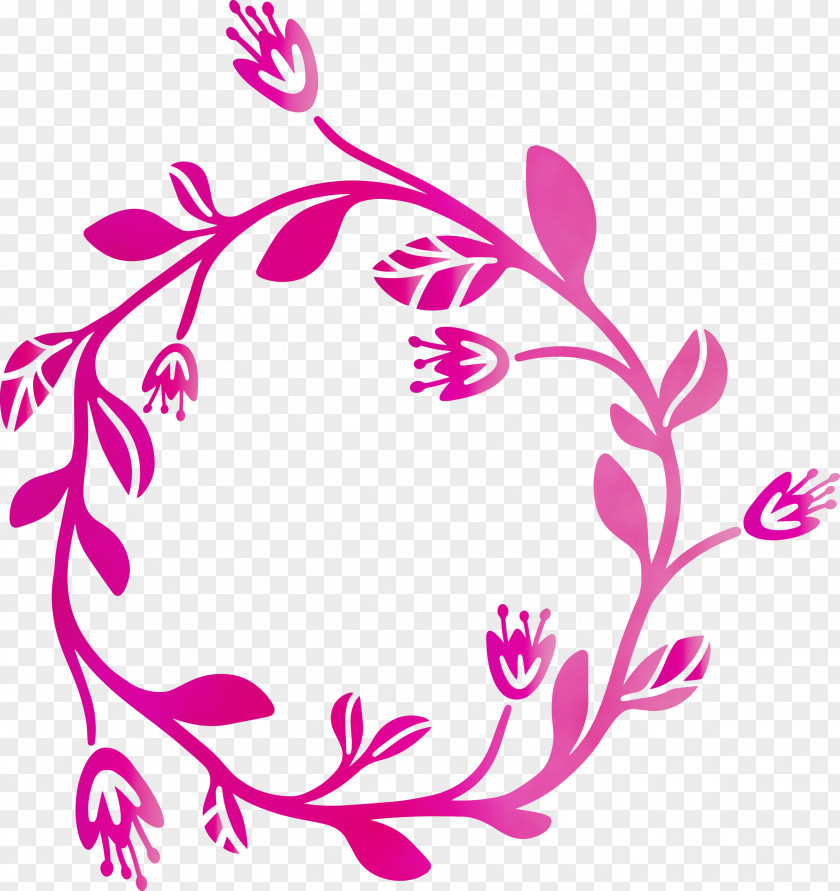 Magenta Pink Branch Leaf Ornament PNG