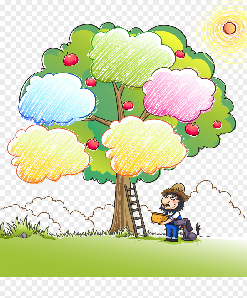 Cartoon Apple Tree Material Euclidean Vector Drawing Photography PNG