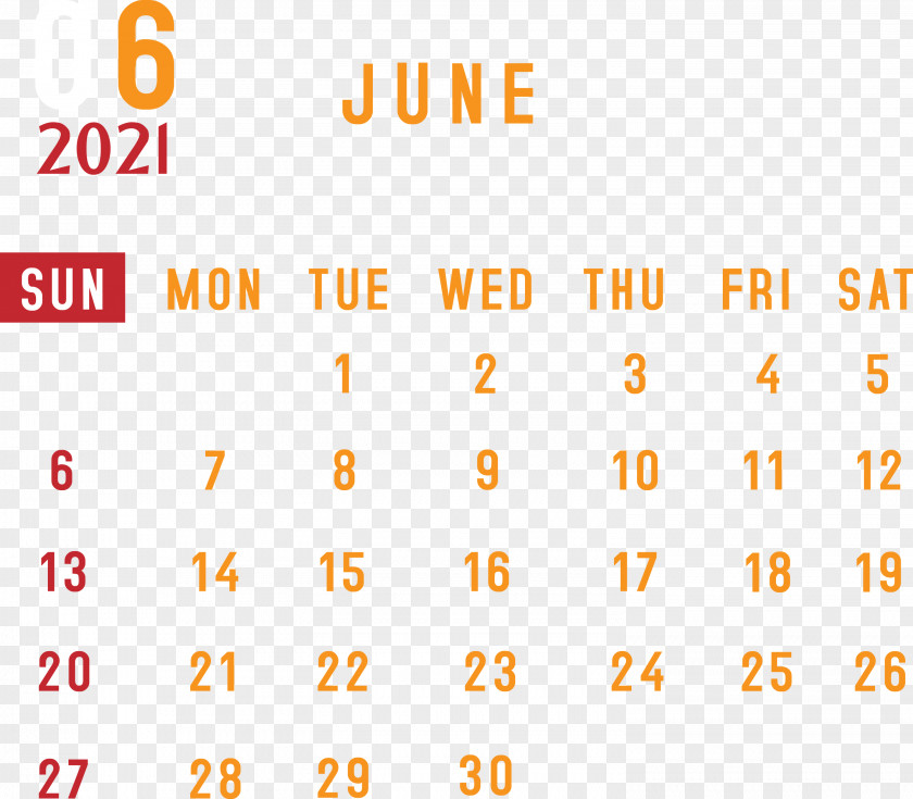 June 2021 Printable Calendar Monthly Template PNG