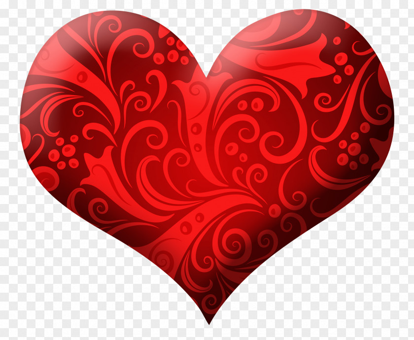 Red Heart With Ornaments Clipart Picture Redheart Court Yellow Orange PNG