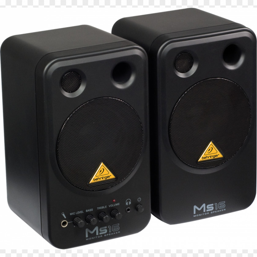 Amplifier Bass Volume Studio Monitor BEHRINGER MS16 Loudspeaker Recording Powered Speakers PNG