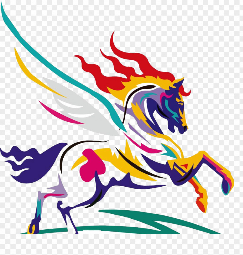 Wings Pegasus American Paint Horse Watercolor Painting Clip Art PNG