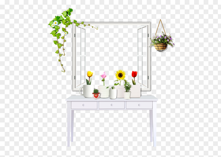 Pot On The Windowsill Window Table Flowerpot PNG