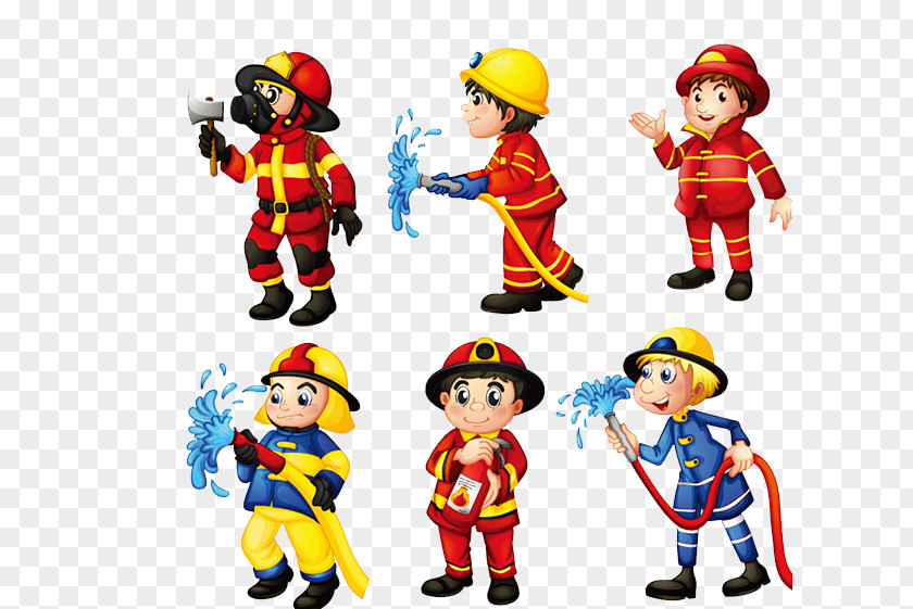 Hand Painted Firefighters Dressed Differently Firefighter Royalty-free Clip Art PNG