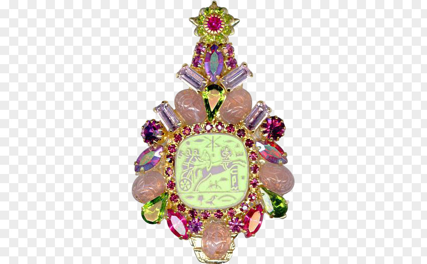 Christmas Ornament Brooch Pink M PNG