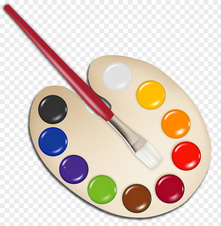 Palette With Paint Brush Image Paintbrush Clip Art PNG