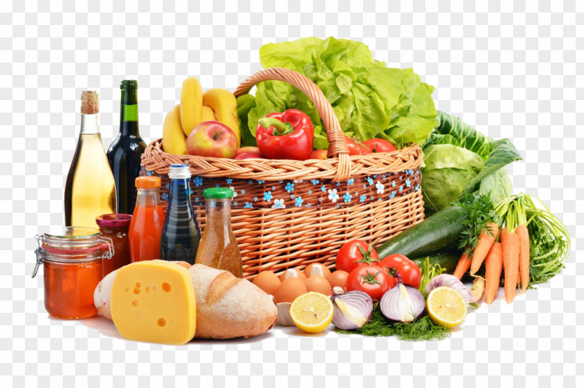 Shopping Basket Of Fruits And Vegetables Grocery Store Health Food Supermarket Vegetarian Cuisine PNG