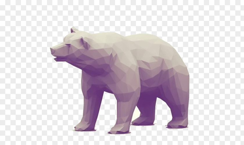 Polar Bear Animal Irregular Graphics Purple Low Poly 3D Computer Art Illustration PNG