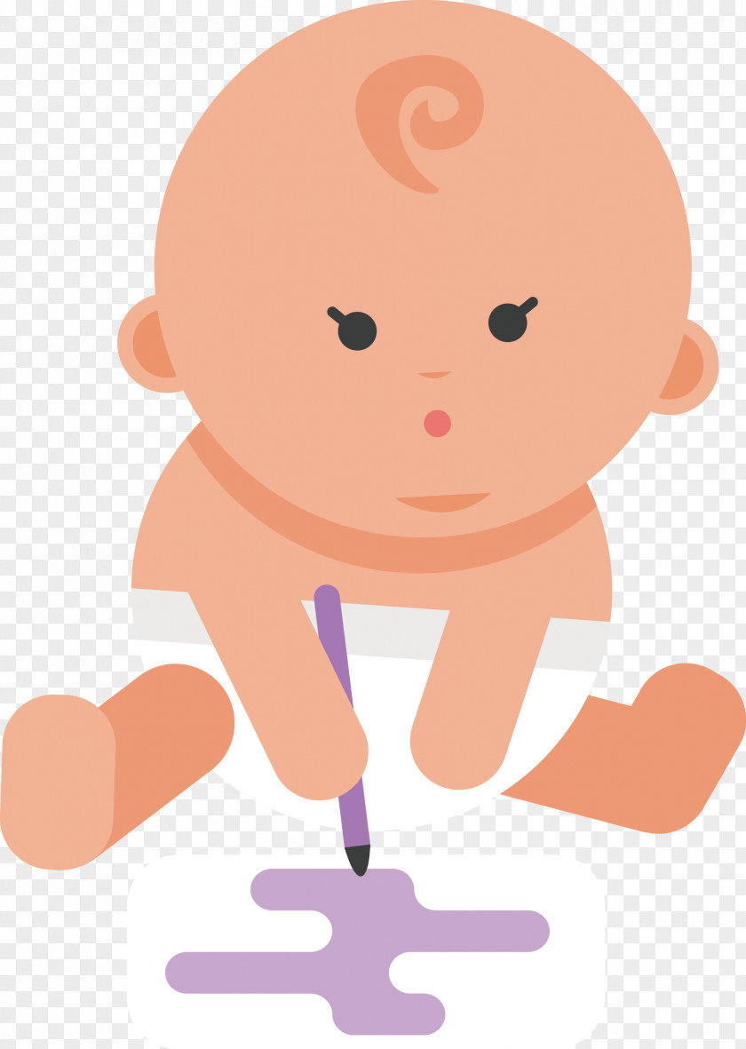 Baby Learning To Draw Vector Material Drawing Cartoon Illustration PNG