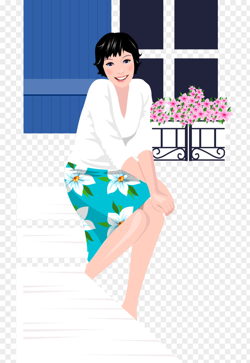 Vector Creative Hand-painted Window Of The Beauty Cartoon Illustration PNG