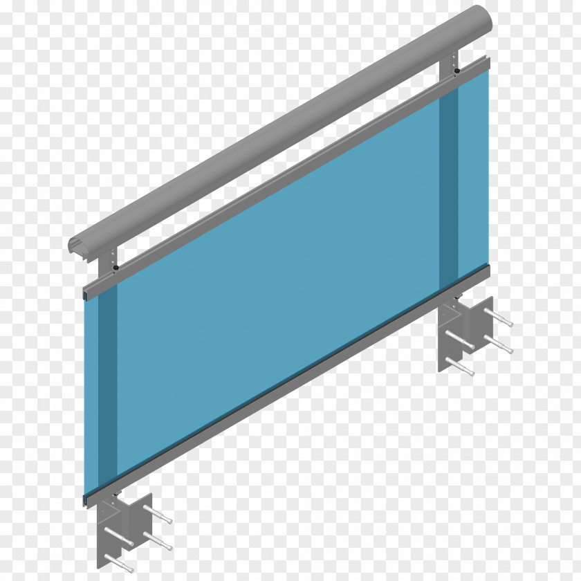 Glass Deck Railing Handrail Isometric Projection Concrete Slab PNG