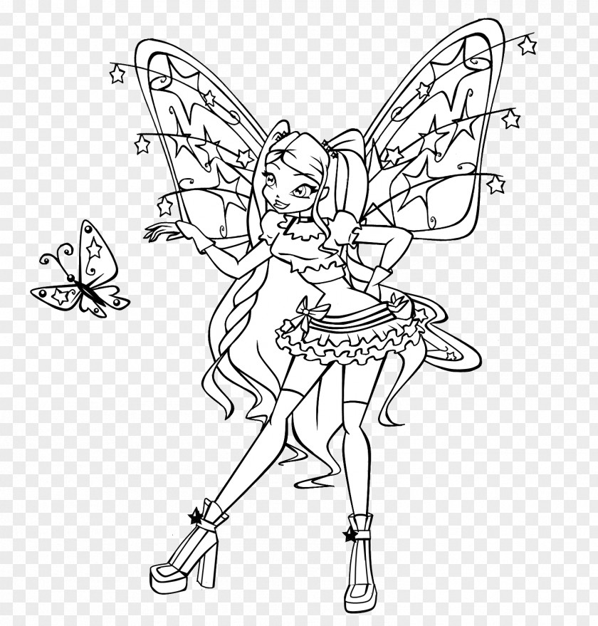 Fairy Tecna Bloom Coloring Book Line Art Drawing PNG