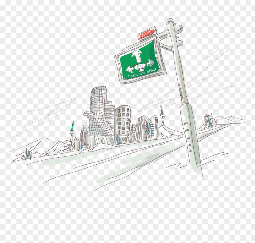 Hand-painted Road Signs Stock Illustration 4K Resolution PNG