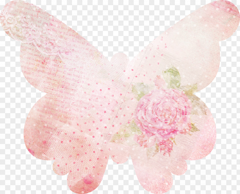 Pretty Pink Butterfly Mosaic Decoration Beautiful Flower PNG