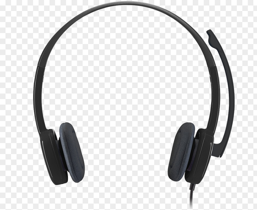 Black Headphones Noise-canceling Microphone Logitech H151 Stereophonic Sound PNG