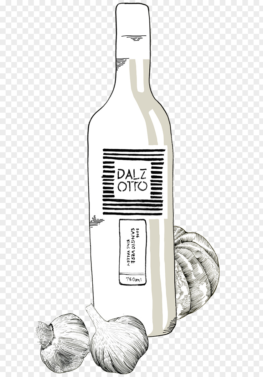 Glass Liqueur Bottle Sketch PNG