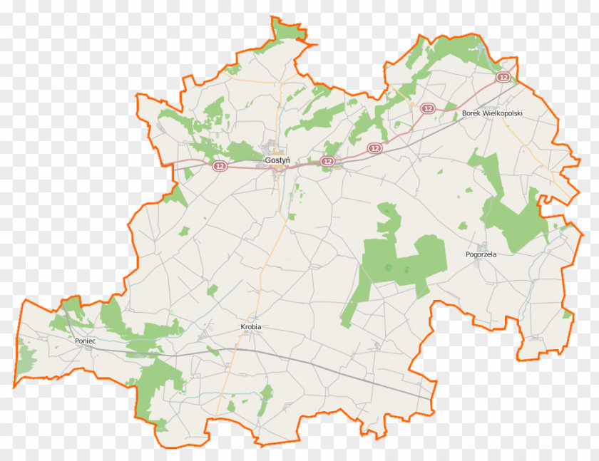 Map Gmina Poniec Piaski, Gostyń County Borek Wielkopolski Krobia PNG