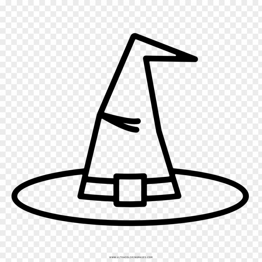 Witch Coloring Book Drawing Black And White Hat PNG