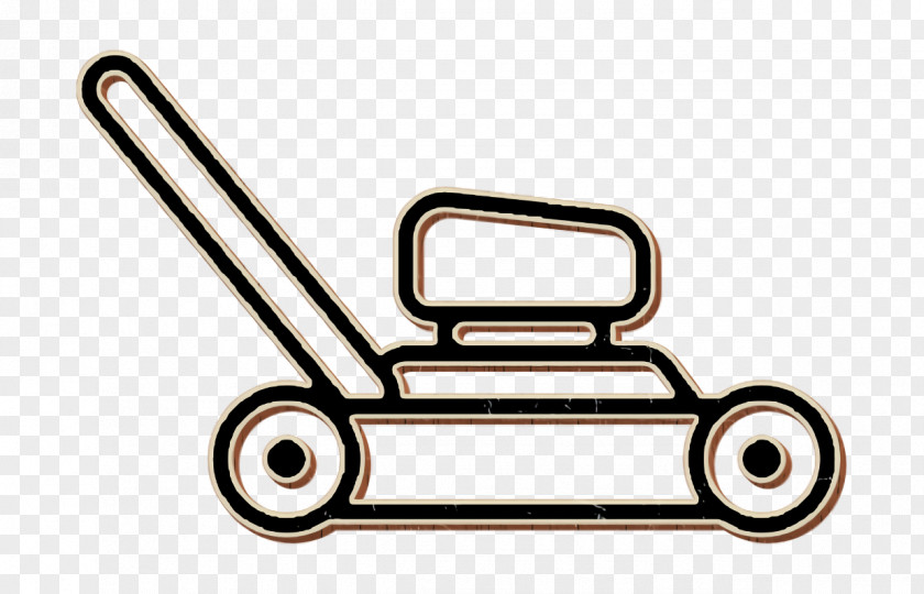 Yard Icon Linear Gardening Tools Lawn Mower PNG